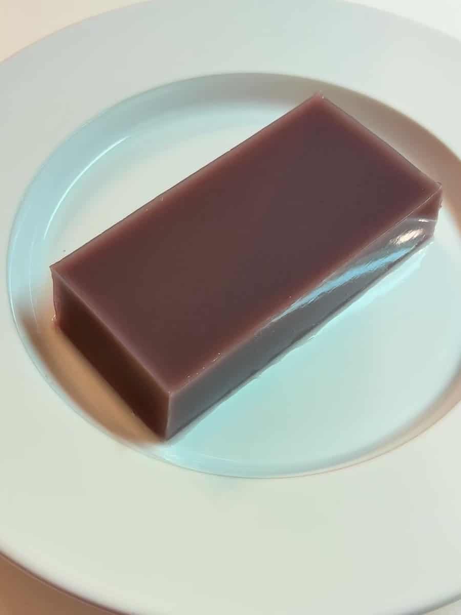 白いお皿にのせた長門の水ようかん